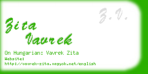 zita vavrek business card